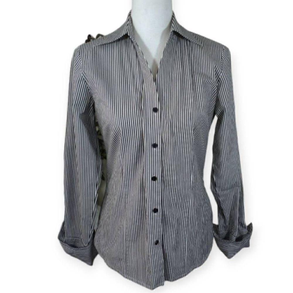 WORTHINGTON GRAY & WHITE STRIPE SHIRT SZ.4 EUC.
